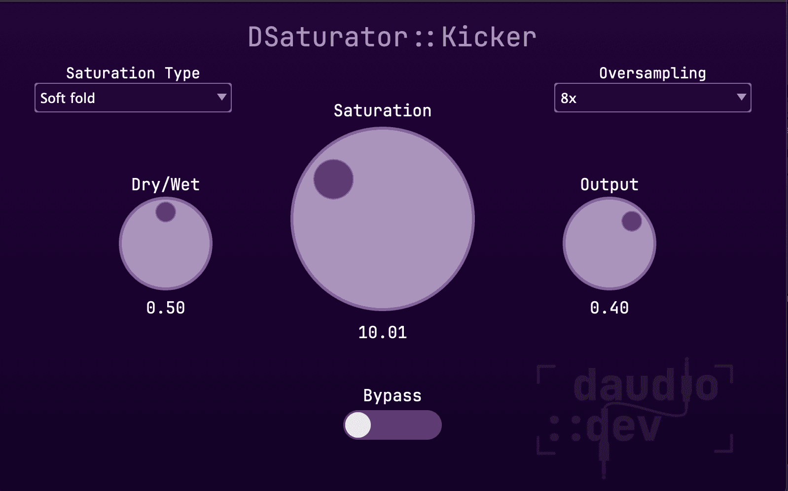 DSaturator Saturation Plugin interface