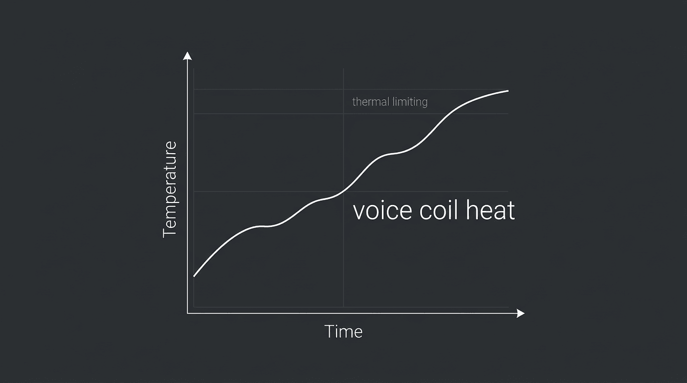 Thermal limiting: voice-coil heat builds from signal history, not from peaks alone